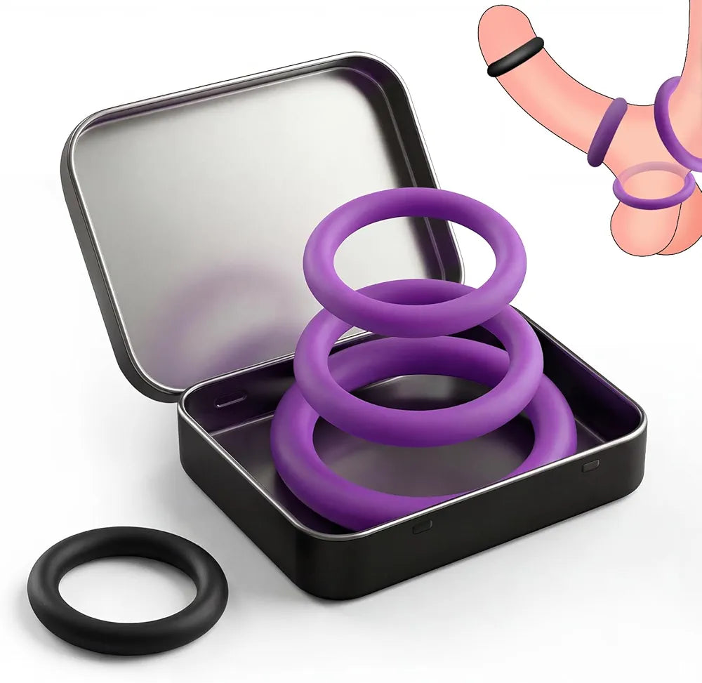 4-Piece Stretchy Silicone Cock Ring Set for Enhanced Erection and Stamina
