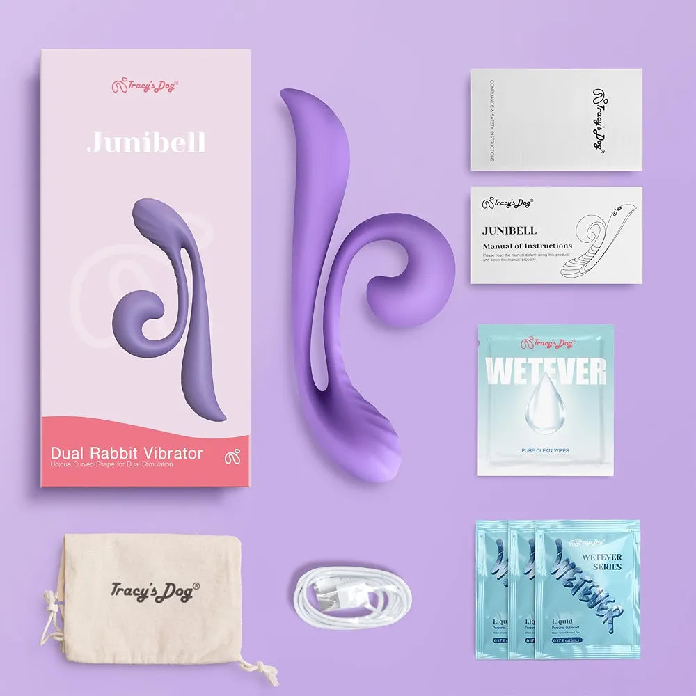 Tracy's Dog Dual-Stimulation Rabbit Vibrator with 10 Vibration Modes, Flexible Silicone G-Spot and Clitoral Massager