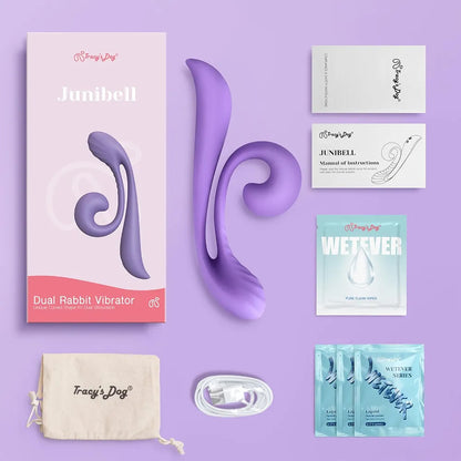 Tracy's Dog Dual-Stimulation Rabbit Vibrator with 10 Vibration Modes, Flexible Silicone G-Spot and Clitoral Massager