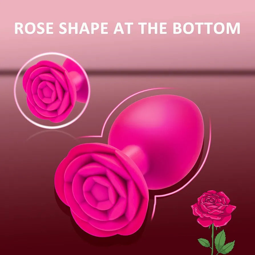 Silicone Rose-Shaped Anal Training Plug Set - 3 Piece Beginner to Advanced Prostate Massager Kit