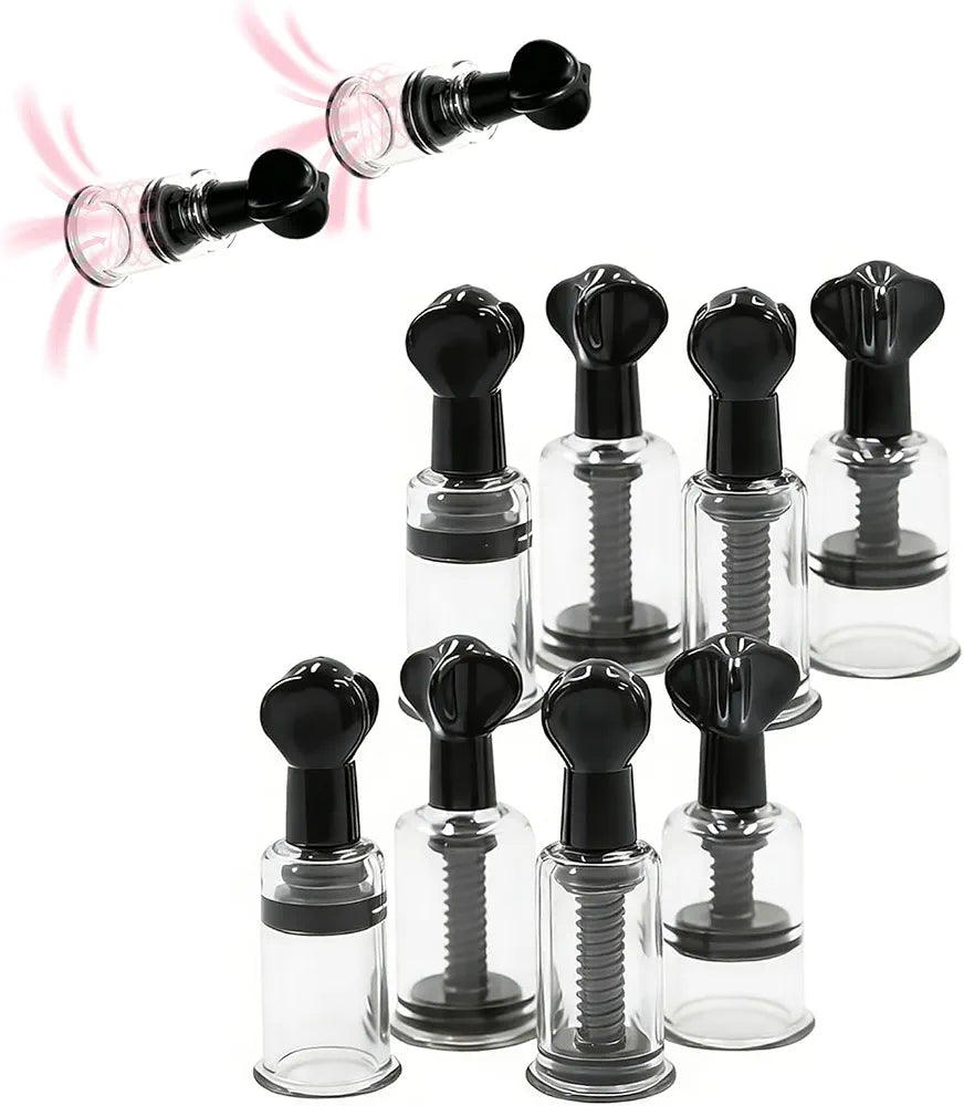 8-Piece Adjustable Vacuum Suction Nipple and Clitoral Stimulator Set for Couples