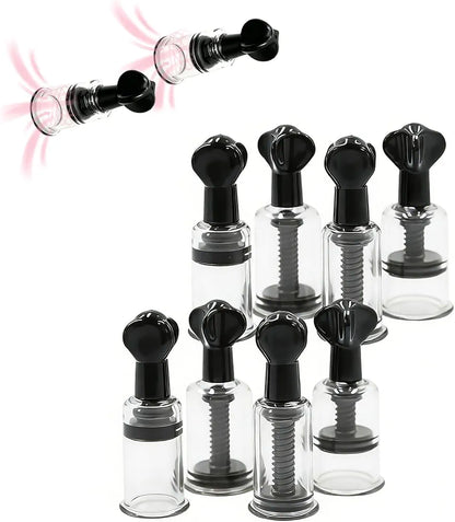 8-Piece Adjustable Vacuum Suction Nipple and Clitoral Stimulator Set for Couples