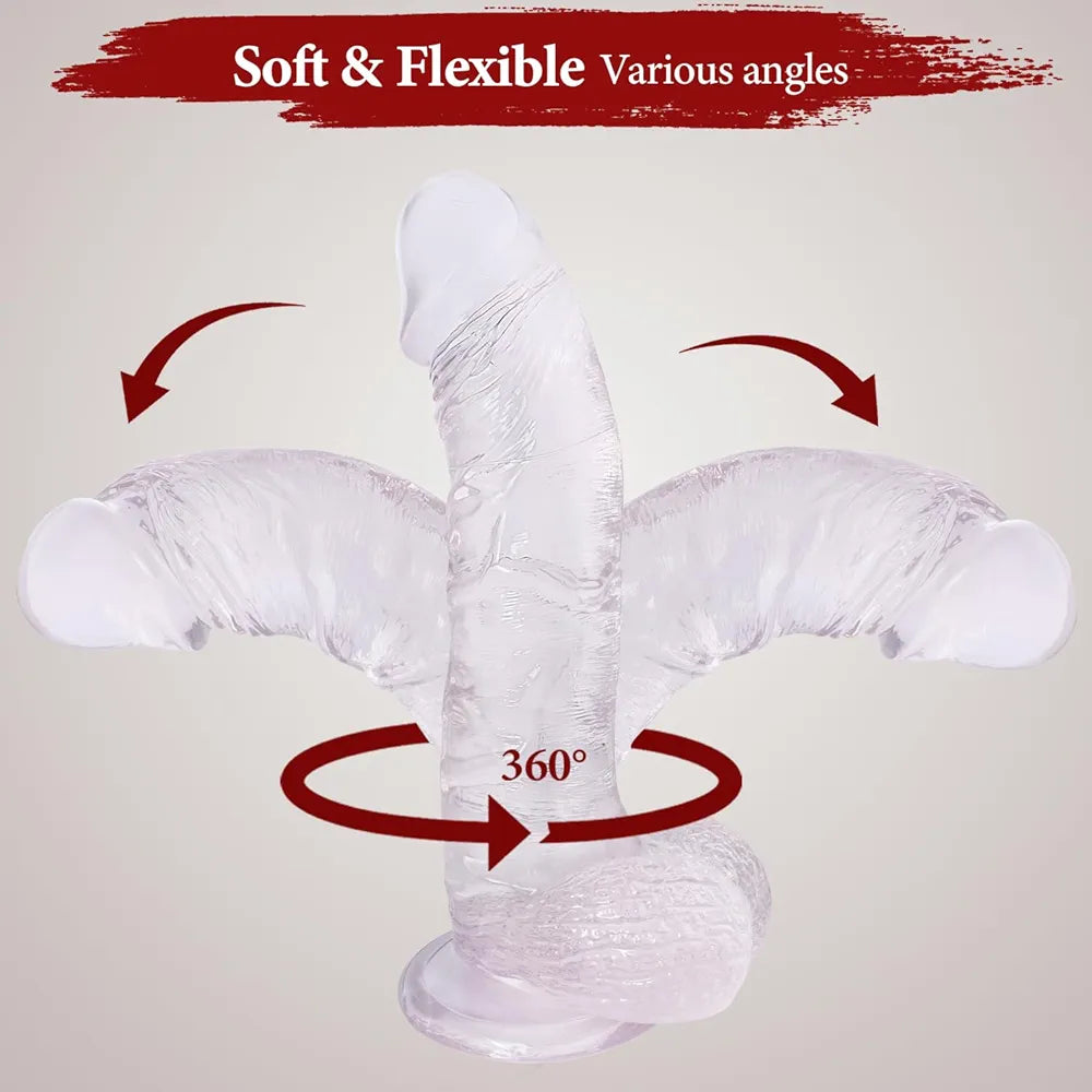 10-Inch Realistic Soft Silicone Dildo with Strong Suction Cup for Hands-Free and Anal Play