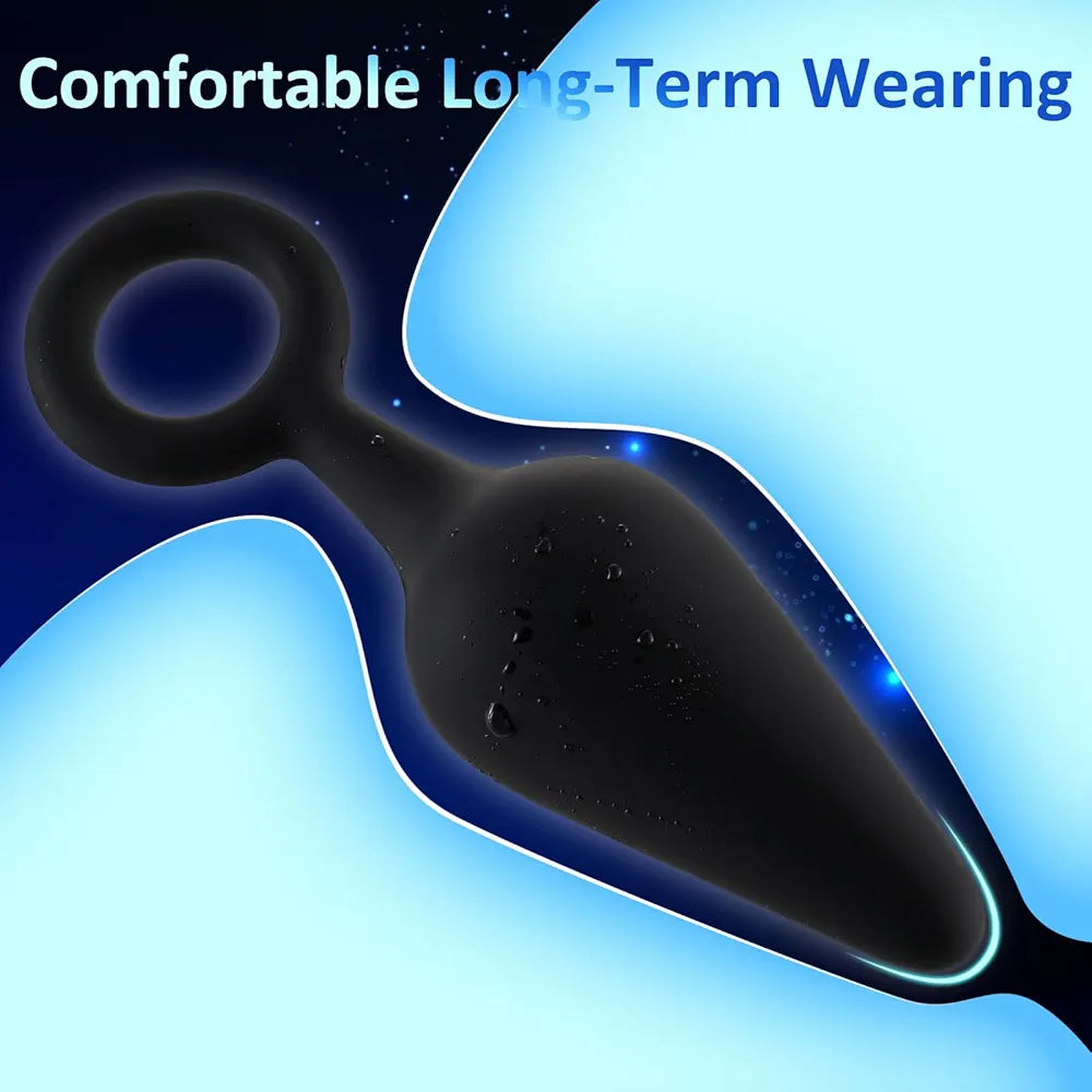 3-Piece Silicone Anal Training Plug Set with Pull Ring for Beginners