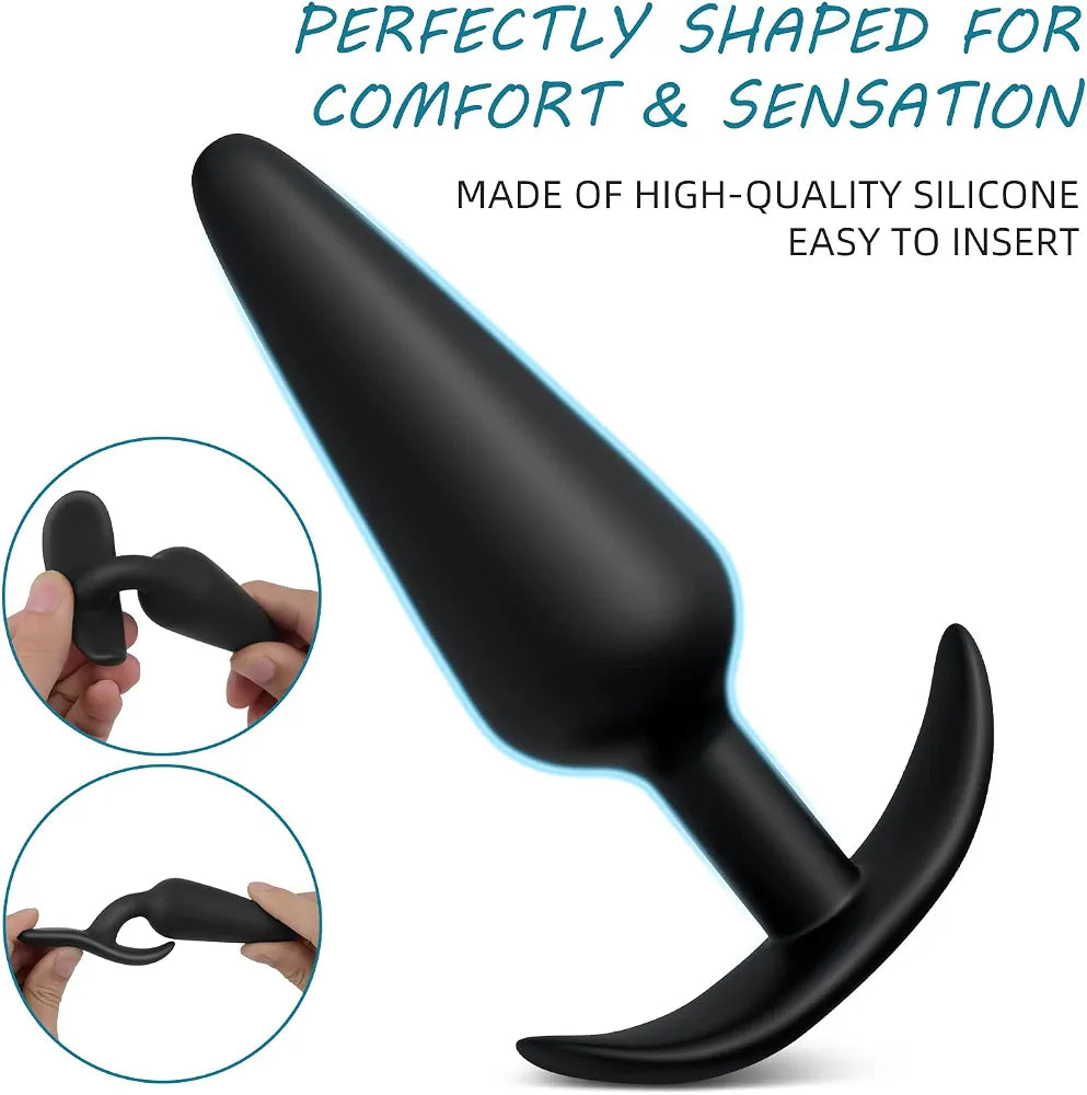 3-Piece Silicone Anal Training Plug Set with Flared Base for Beginners and Advanced Users