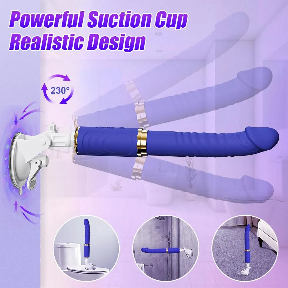 Realistic Hands-Free Thrusting Dildo Vibrator with 10 Vibration and 10 Thrusting Modes, Suction Cup Base for Couples