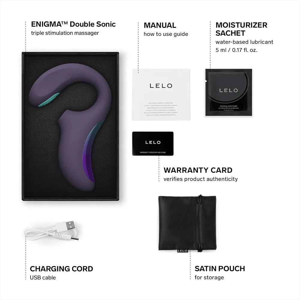LELO Enigma Sonic Wave Double Stimulation Massager - App-Controlled Rabbit Vibrator in Cyber Purple