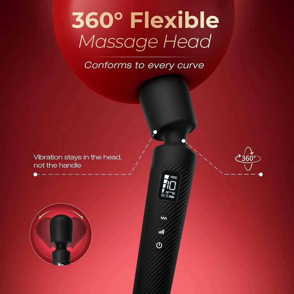 MOOLIGIRL Rechargeable App-Controlled Wand Massager with 3 Silicone Attachments