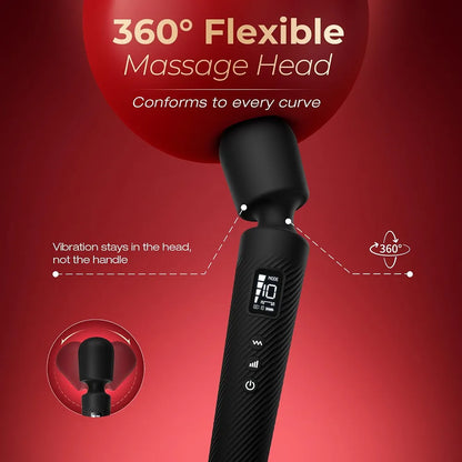 MOOLIGIRL Rechargeable App-Controlled Wand Massager with 3 Silicone Attachments