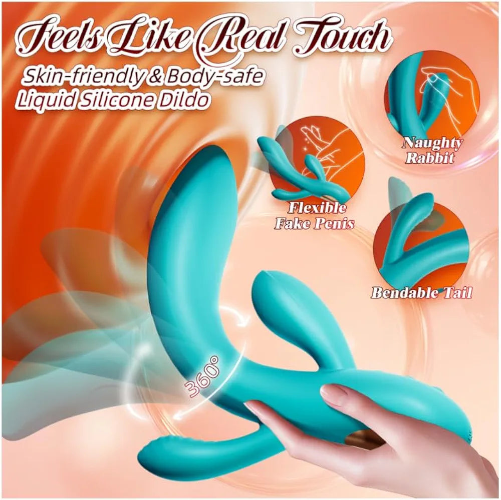 Premium 3-in-1 Silicone Rabbit Vibrator with 10 Vibration Modes for Clitoral and G-Spot Stimulation