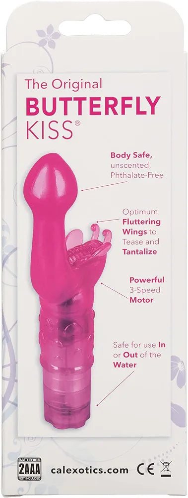 CalExotics Original Butterfly Kiss Multi-Speed Waterproof Clitoral and G-Spot Vibrator for Couples - Pink
