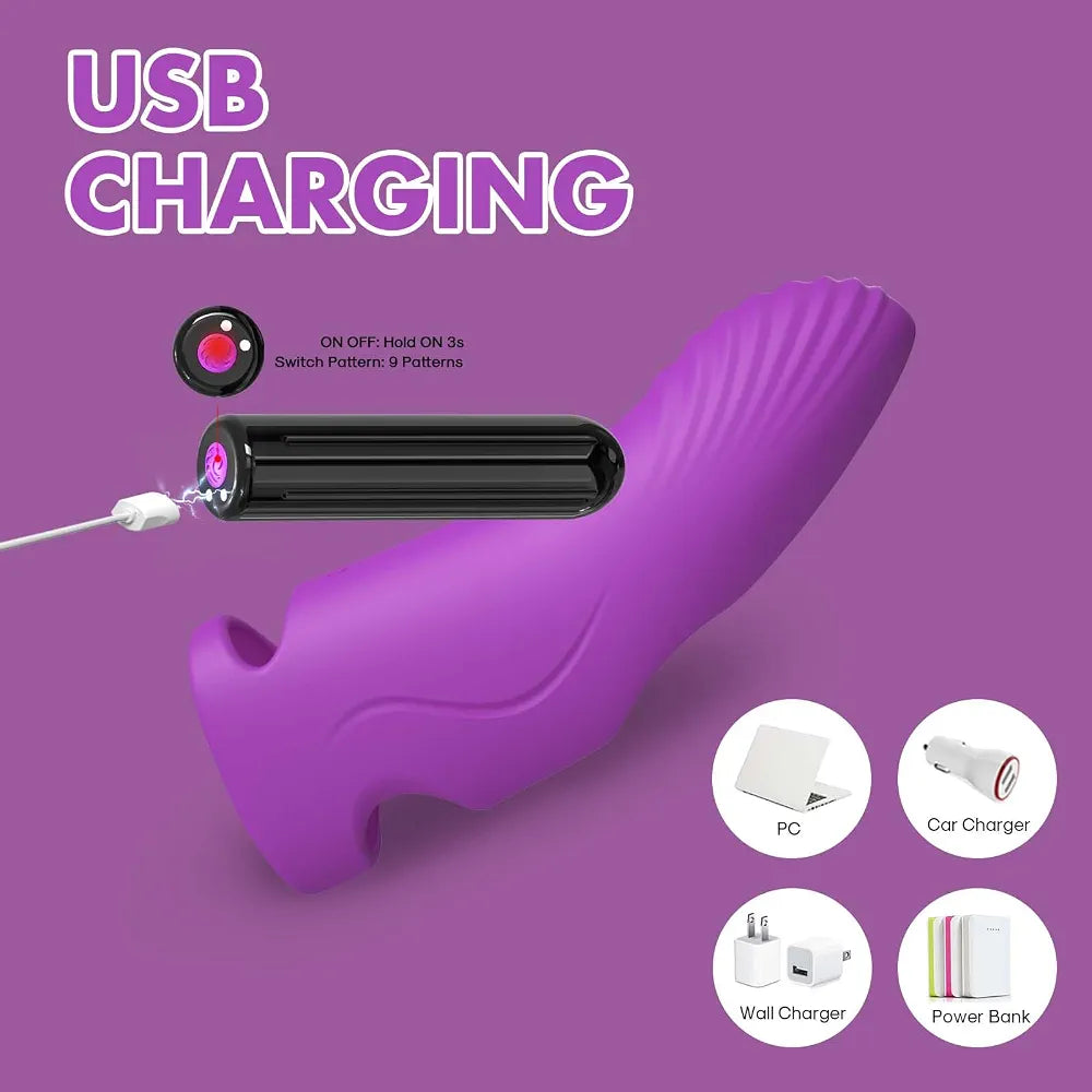 Rechargeable Silicone Finger Vibrator with 9 Modes for Couples