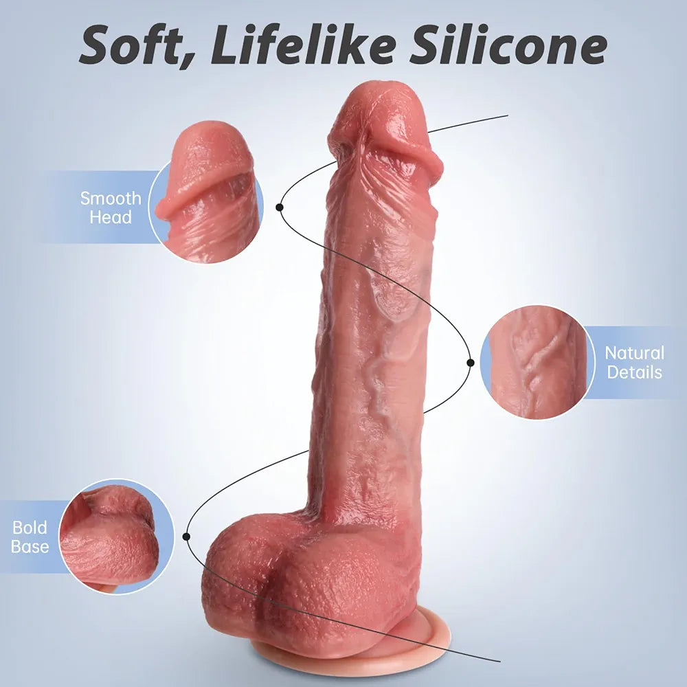 Kstert 8.3" Dual-Density Realistic Liquid Silicone Dildo with Suction Cup and Lifelike Texture