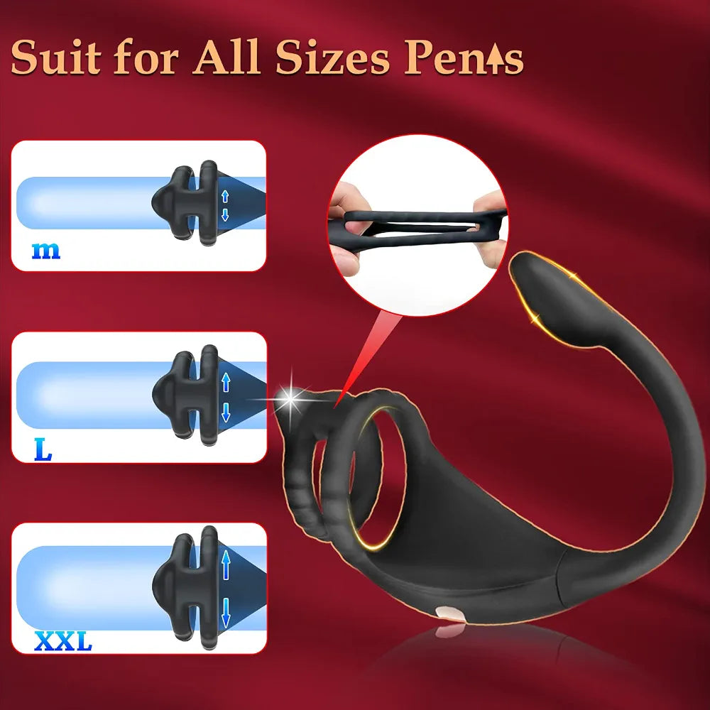 Remote-Controlled Prostate Massager and Vibrating Penis Ring Set