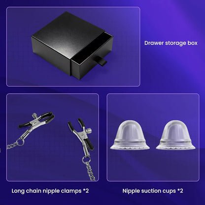 Adjustable Metal Nipple Clamps and Suction Set with Storage Case and Chain