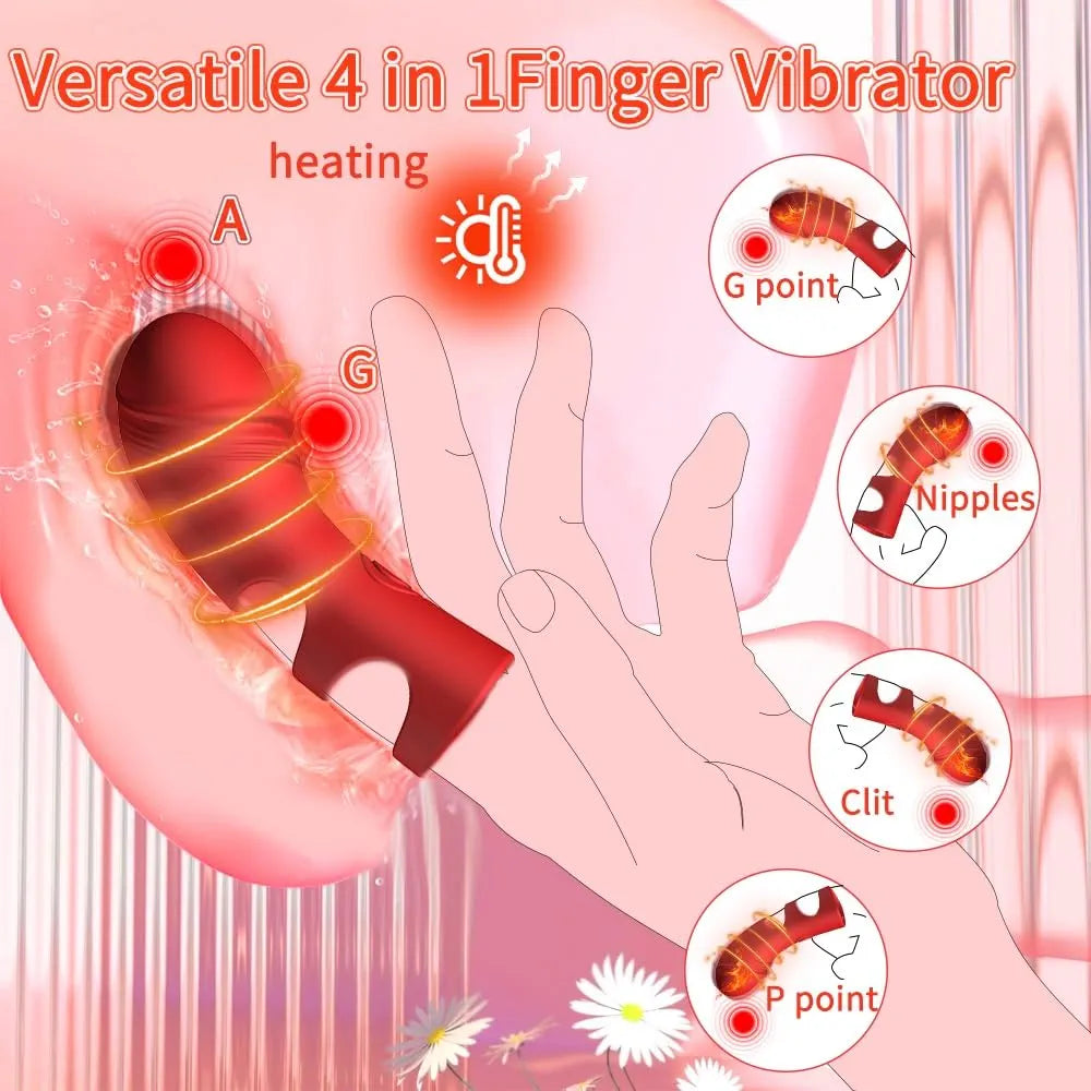 10-Mode Heated Finger Vibrator for Clitoral and Nipple Stimulation