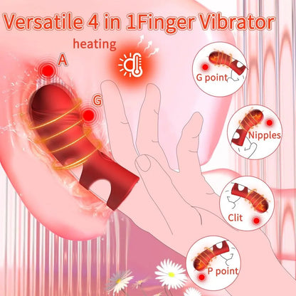 10-Mode Heated Finger Vibrator for Clitoral and Nipple Stimulation