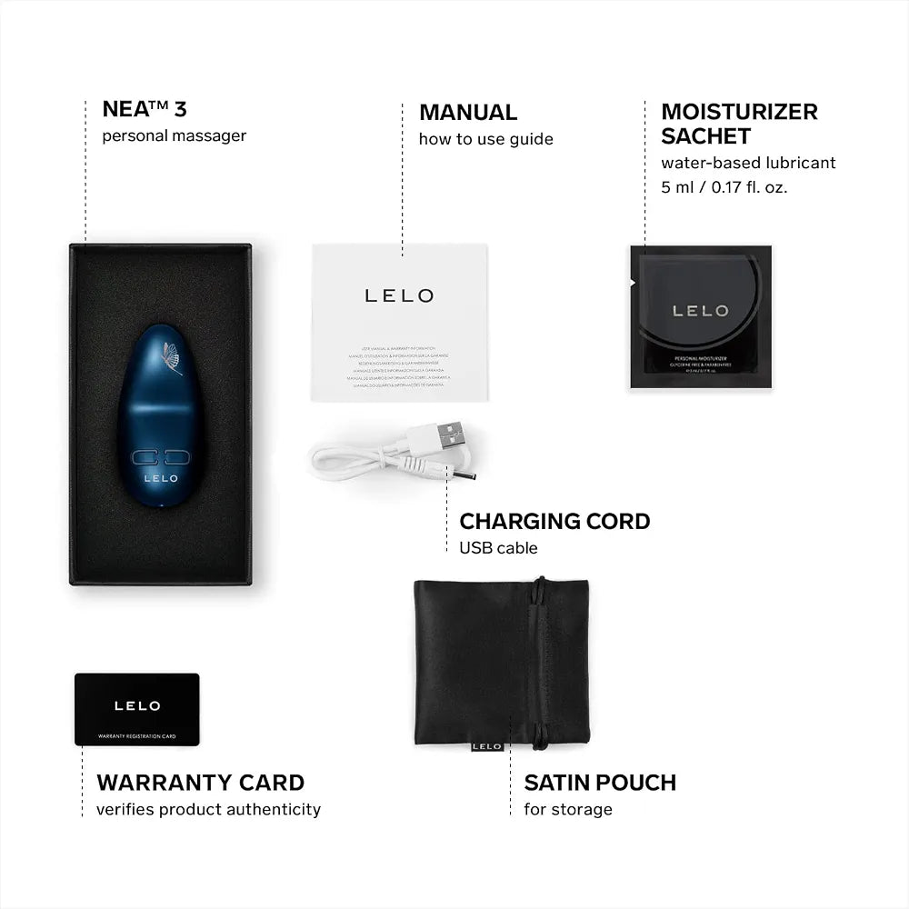 LELO NEA 3 Small Waterproof Rechargeable Bullet Vibrator - Alien Blue, 10 Pleasure Settings