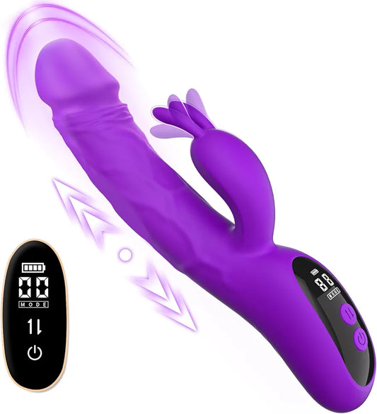 Sikelob Rabbit G-Spot Vibrator with 9 Thrusting and 9 Vibration Modes, Silicone Clitoral Stimulator for Women