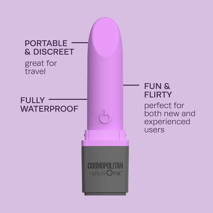 Cosmopolitan x plusOne Discreet Lipstick-Style Mini Bullet Vibrator with 10 Vibration Modes