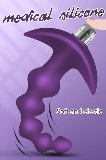 Premium 16-Mode Silicone Vibrating Anal Beads with Graduated Design and Waterproof Bullet