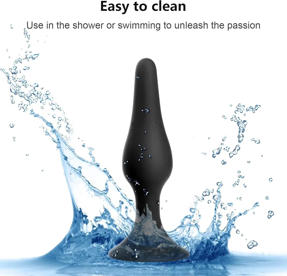 HISIONLEE 5-Piece Silicone Anal Training Kit: Beginner-Friendly Butt Plugs with Enema Set