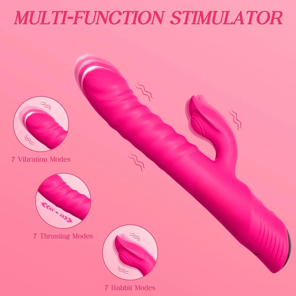 Rechargeable Rabbit G-Spot Vibrator with 7 Thrusting and Vibration Modes