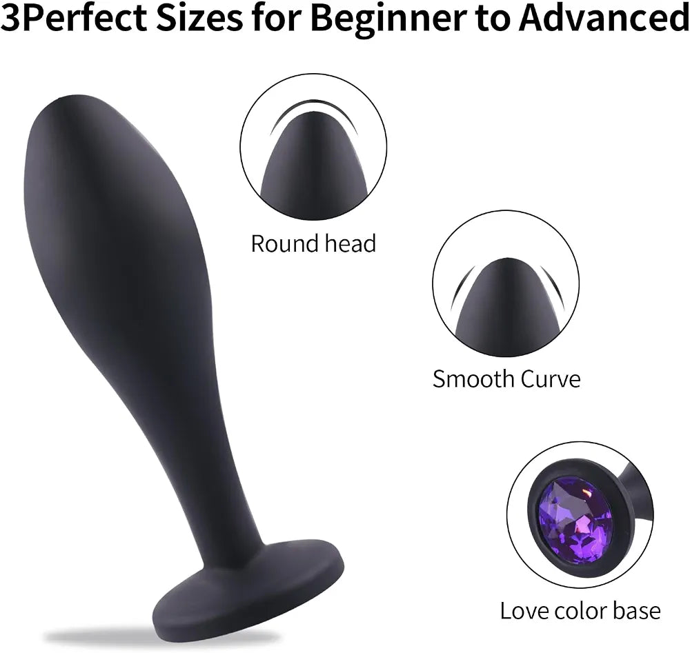 3-Piece Jeweled Anal Training Plug Set for Beginners and Couples