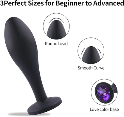 3-Piece Jeweled Anal Training Plug Set for Beginners and Couples