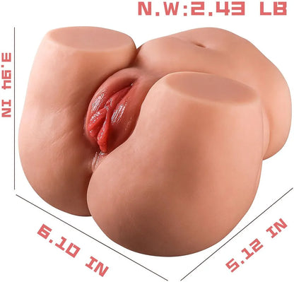Lifelike 2.43lbs Compact Dual-Entry Male Masturbator with Realistic Soft Texture