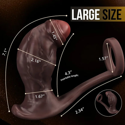 XXL Remote-Controlled Vibrating Prostate Massager and Anal Plug with Silicone Cock Ring