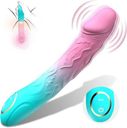 Realistic 8-Inch Silicone Rechargeable Vibrating Dildo with 10 Vibration Modes for G-Spot and Clitoral Stimulation