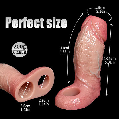 6.7'' Girth Thick Realistic Penis Sleeve Cock Sleeve,Cock Ring Penis Extender Ultra-Soft Silicone Cock Sleeve Penis Ring Adult Sex Toys for Men Couples