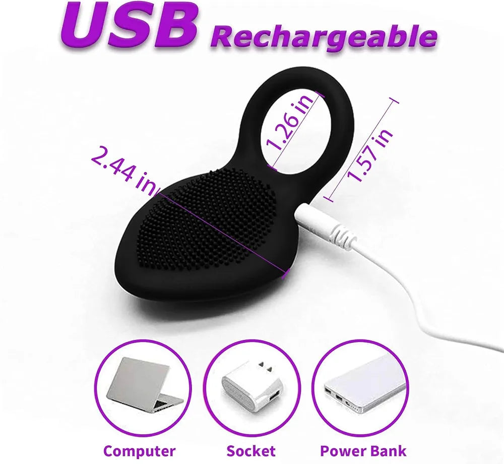 Premium Rechargeable Silicone Vibrating Penis Ring with 10 Vibration Modes