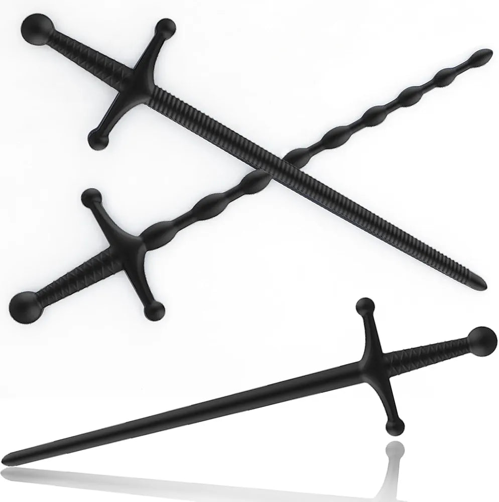 3-Piece Silicone Urethral Sounding Set with Textured Penis Plugs and Dilators for Men