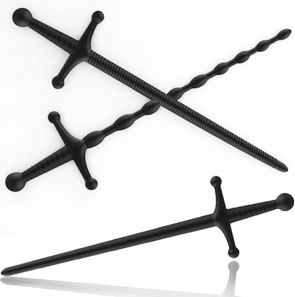 3-Piece Silicone Urethral Sounding Set with Textured Penis Plugs and Dilators for Men
