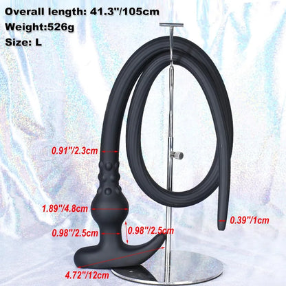 41-Inch Extra Long Silicone Anal Douche and Hollow Plug Set with 150ml Syringe for Deep Cleaning