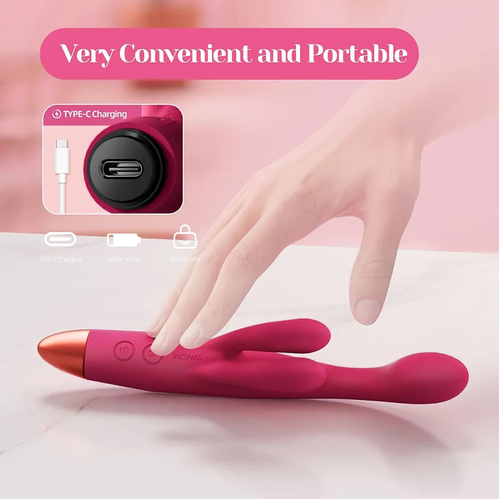SVAKOM Tribunny Dual-Stimulation Heated Rabbit Vibrator with G-Spot and Anal Functionality