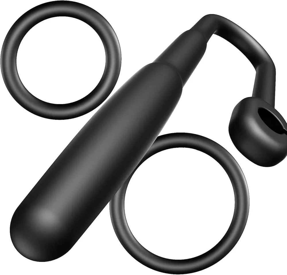 Silicone Urethral Dilator and Penis Plug with Dual Rings for Experienced Users