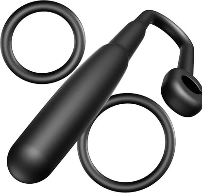 Silicone Urethral Dilator and Penis Plug with Dual Rings for Experienced Users