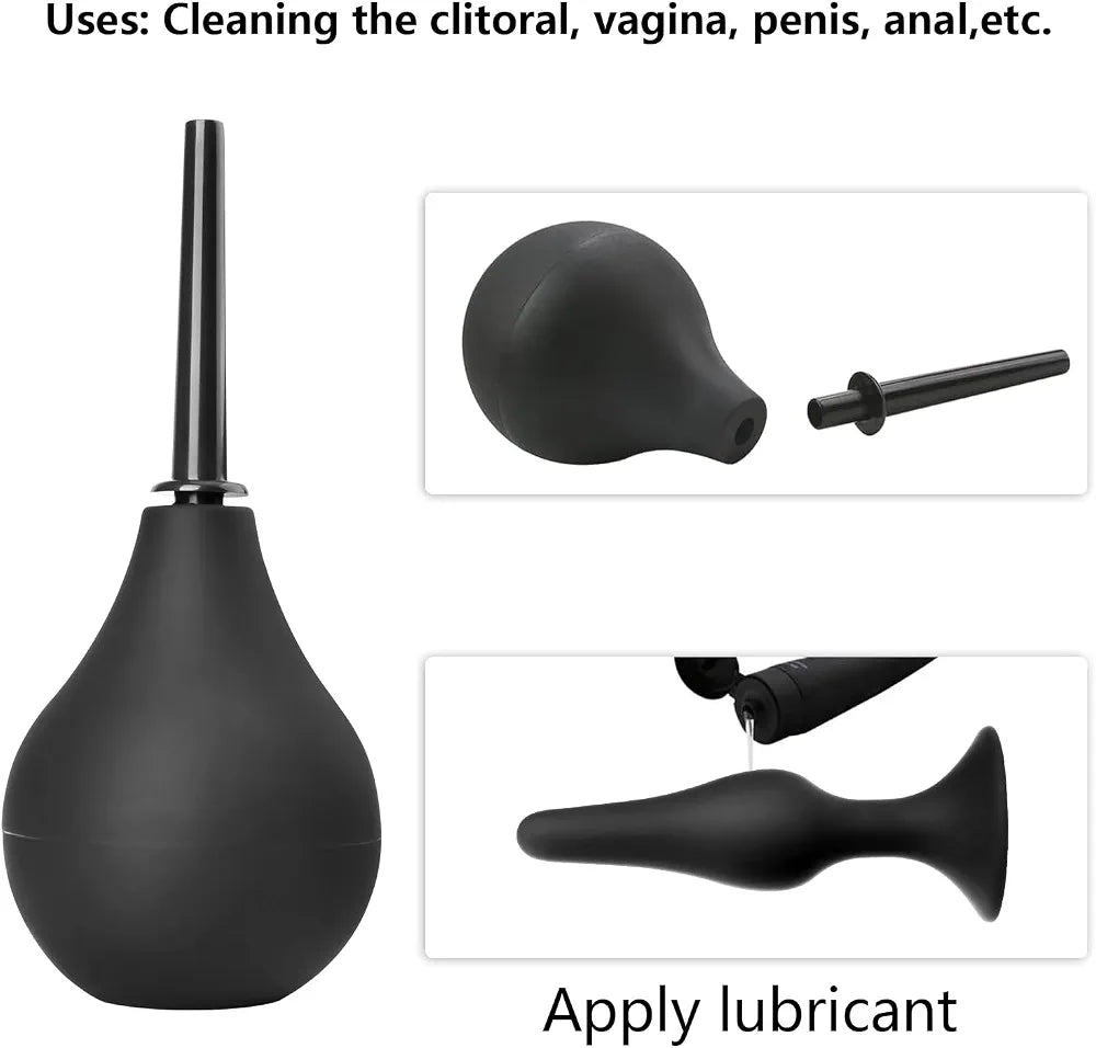 HISIONLEE 5-Piece Silicone Anal Training Kit: Beginner-Friendly Butt Plugs with Enema Set