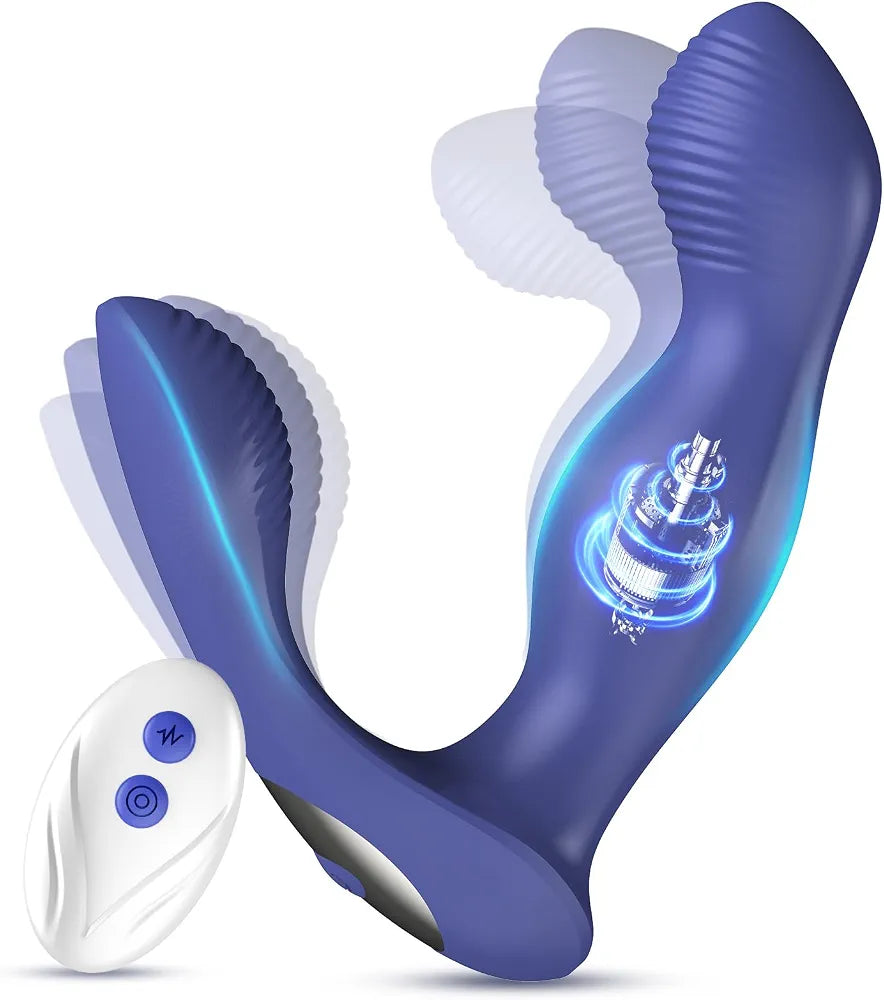 Remote-Controlled Prostate Massager and Anal Vibrator with Rotating and Pulsating Functions