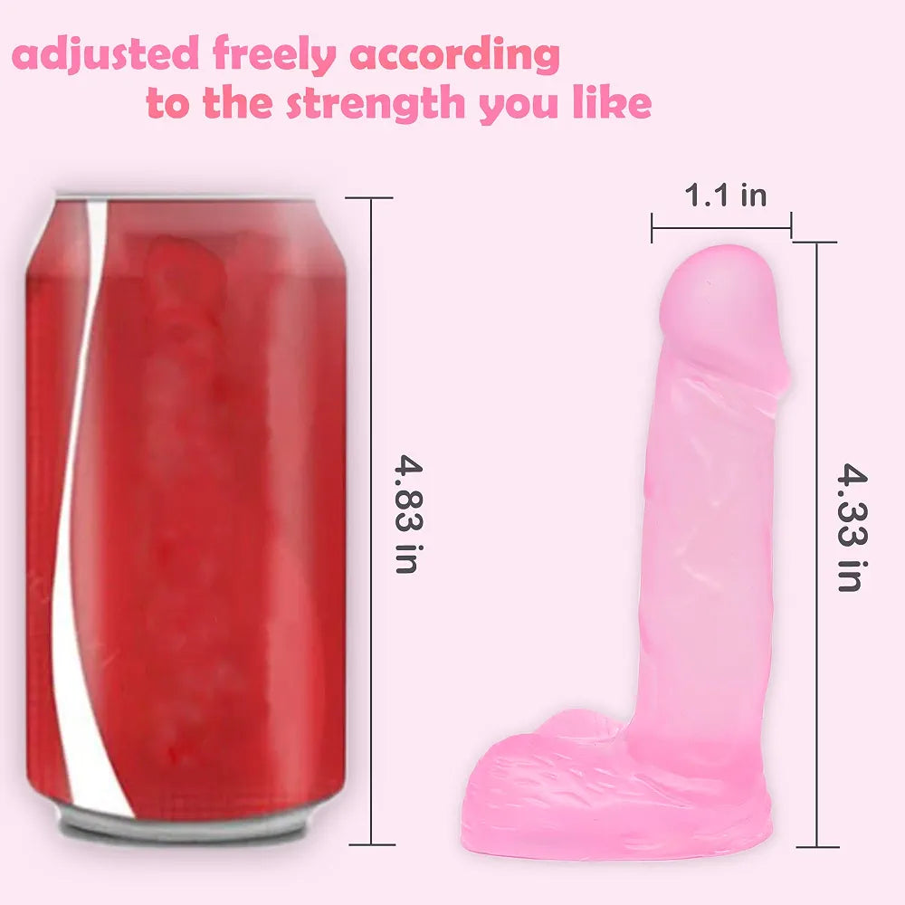 4-Inch Realistic Curved Anal Dildo with Balls - Soft Beginner-Friendly Sex Toy for Men and Women