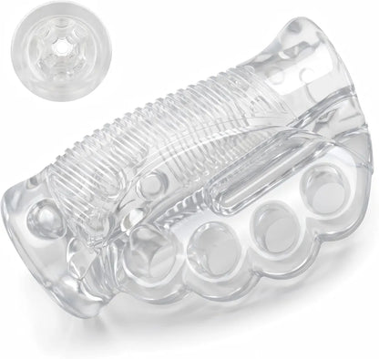 Premium Clear TPE Sleeve Male Masturbator - Realistic Textured Sex Toy for Men