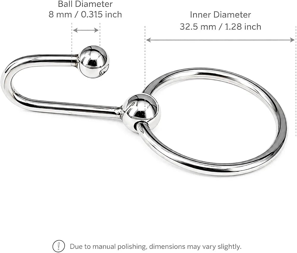 Premium Stainless Steel Urethral Sounding Cock Ring with Ball Attachment