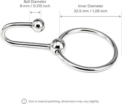 Premium Stainless Steel Urethral Sounding Cock Ring with Ball Attachment