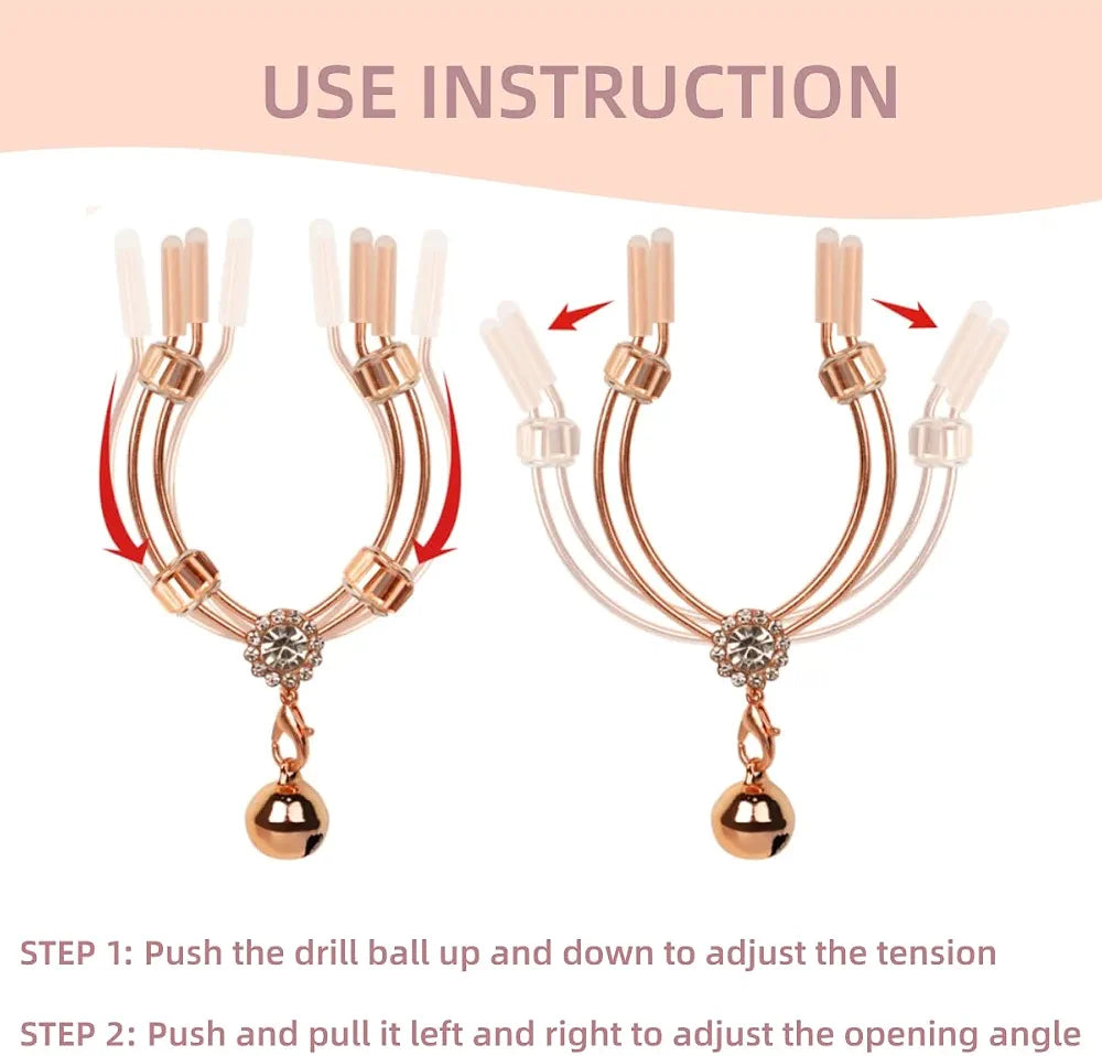 Adjustable Silicone-Tipped Clitoral Stimulation Clips for Sensual Play
