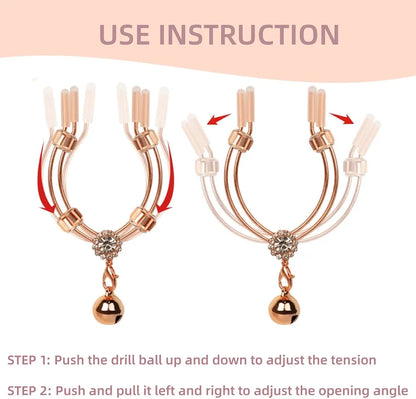 Adjustable Silicone-Tipped Clitoral Stimulation Clips for Sensual Play