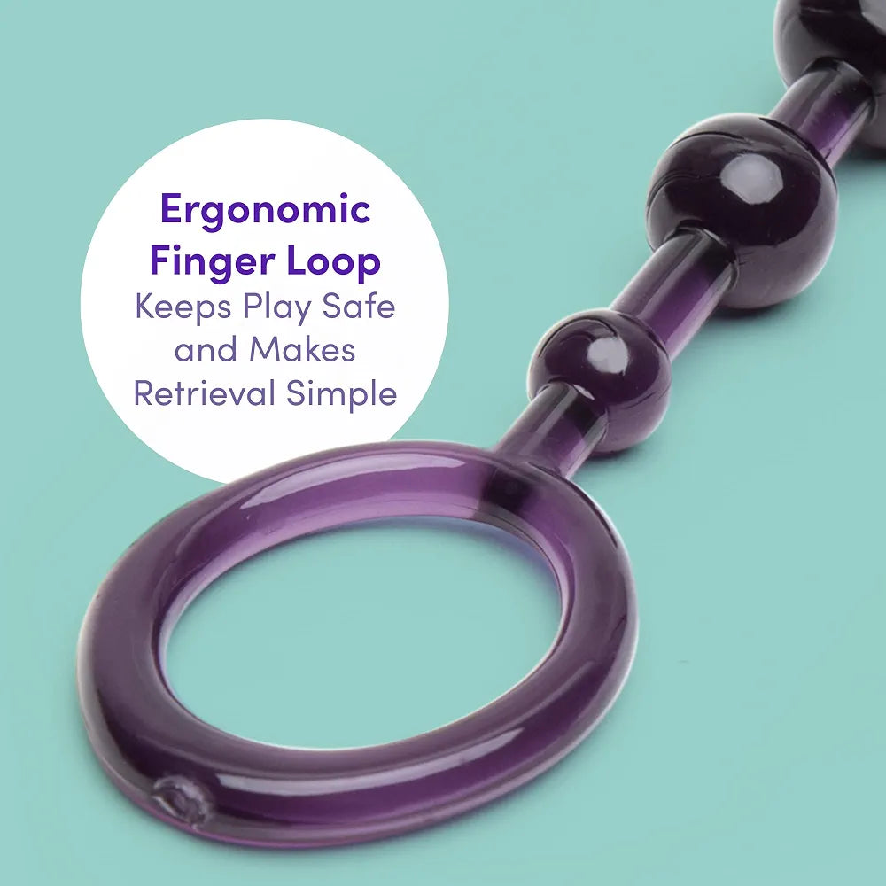 Lovehoney Beginner-Friendly Silicone Anal Beads with Ergonomic Finger Loop - 6.5 Inch