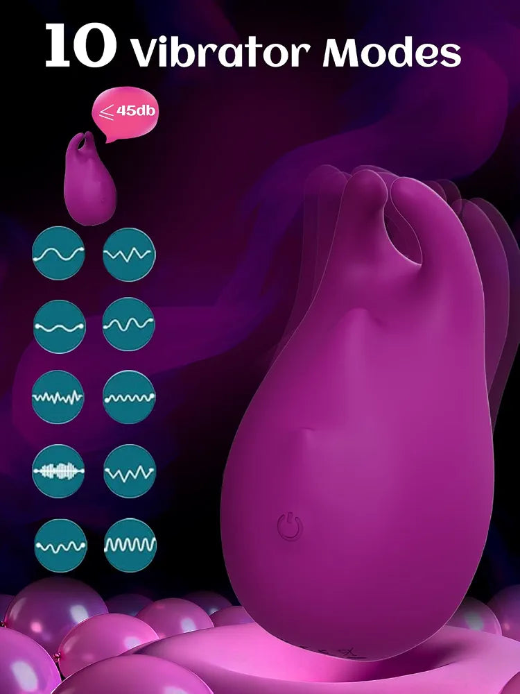 Rechargeable 10-Mode Palm-Sized Clitoral and Nipple Stimulator for Couples and Solo Play